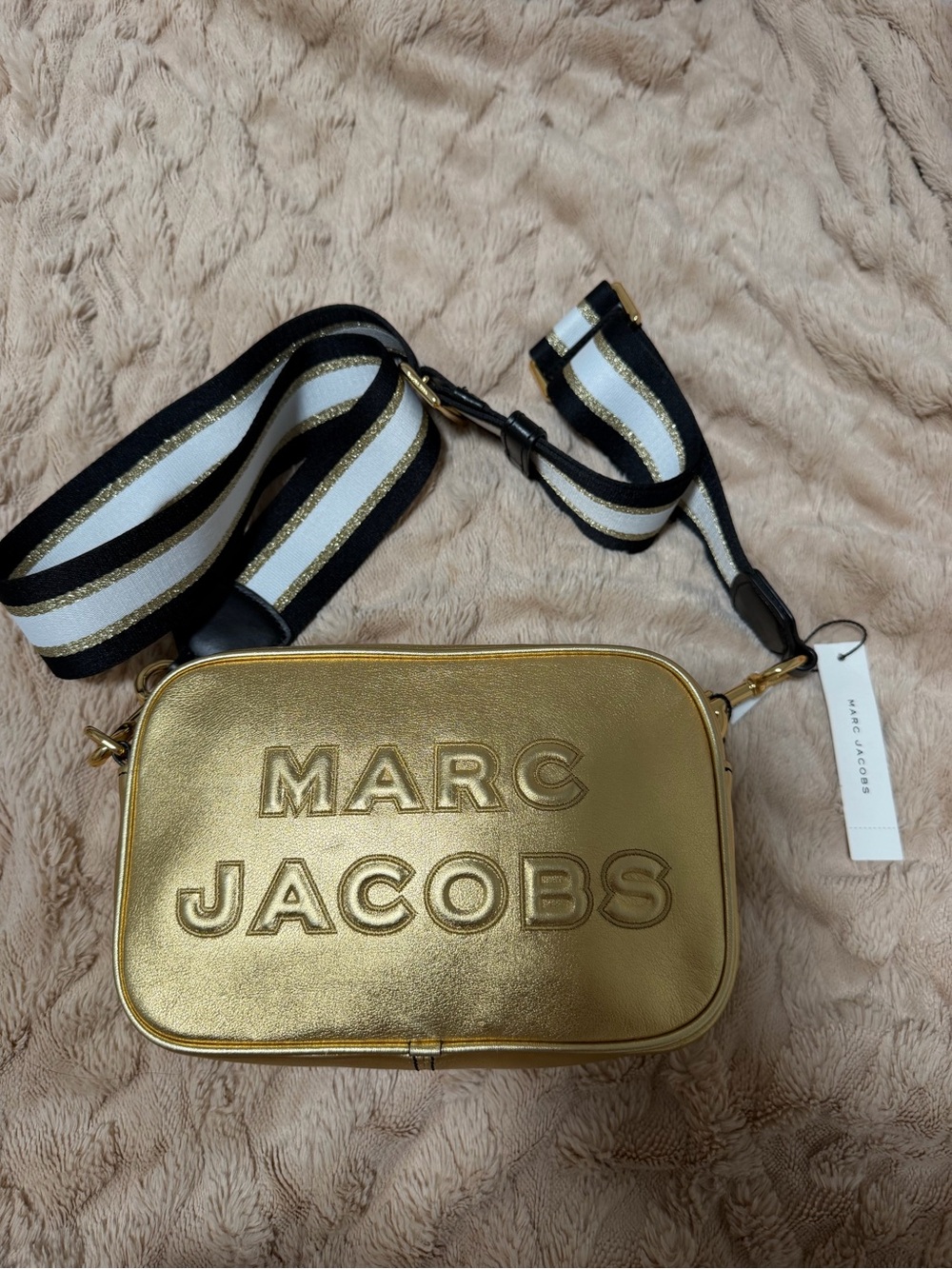 Marc Jacobs Snapshot Gold Metallic Leather Camera Crossbody Bag